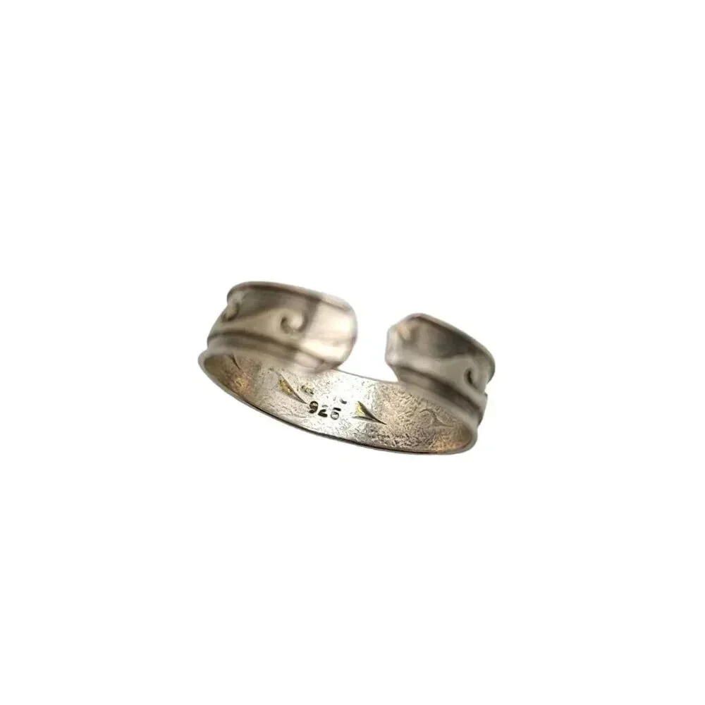 Sterling Silver Water Wave Band Ring Size 5 Vintage Adjustable